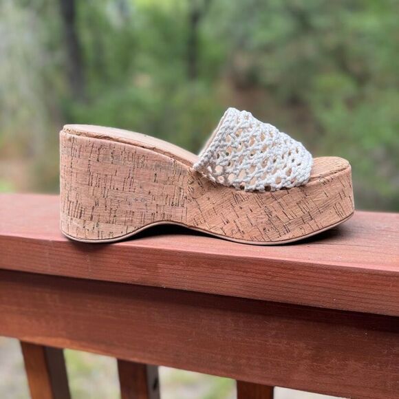 New! Soda Women’s 8.5 Macrame Woven Retro Chunky 90s Platform Wedge Sandal Cork - Picture 5 of 8